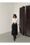 Black Skirt with Cut-Out Front Slit Linen Skirt - 4