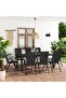 9 Piece Garden Dining Set Black