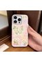 iPhone 14 Pro Max Compatible Pink Leather Textured Silicone Protects Camera Shock-Absorbing Case Butterfly
