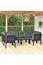 6 Piece Garden Lounge Set Black and Grey Poly Rattan