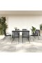 7 Piece Garden Dining Set Black Steel and Textilene