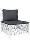 3 Piece Garden Lounge Set with Cushions White Steel - 4