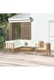 7 Piece Garden Lounge Set with Cream White Cushions Bamboo