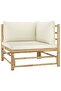 6 Piece Garden Lounge Set with Cream White Cushions Bamboo - 2