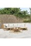 6 Piece Garden Lounge Set with Cream White Cushions Bamboo