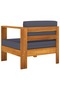 7 Piece Garden Lounge Set with Dark Grey Cushions Acacia Wood - 5