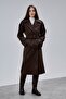 Acı Kahve Regular Epaulet Detailed Double-Breasted Cashmere Coat