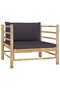 7 Piece Garden Lounge Set with Dark Grey Cushions Bamboo - 6