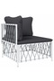 5 Piece Garden Lounge Set with Cushions White Steel - 2