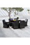 7 Piece Garden Dining Set Black