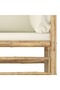 2 Piece Garden Lounge Set with Cream White Cushions Bamboo - 6
