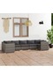 7 Piece Garden Lounge Set with Cushions Poly Rattan Grey