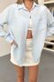 Women's Long Sleeve 100% Cotton Loose Shirt Blue - 26Y 2012 - 2
