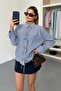 Women's Long Sleeve Tie Detailed Striped Shirt Navy Blue - 26Y 2123 - 4