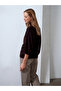 10851 Mock Neck Soft Textured Sweater-Brown - 2