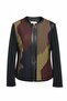 Red Yellow Lona Leather on Tulle Printed Women's Genuine Leather Jacket - 5