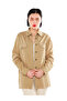 Women Oversized Denim Shacket in Khaki