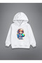 Astronaut Girl Printed White Children's Hooded Sweatshirt