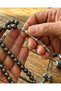 Hematite Natural Stone Prayer Beads |   Metallic Gray Color | |   Silver Color Tassels - 2