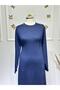 Women's Side Tie, Crystal Combed Fabric, Stone and Leather Detailed Dress - 3