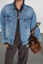 Double Pocket Stonewashed Basic Denim Jacket - 3