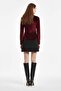 Drape Collar Stoned Velvet Blouse Bordo - 4
