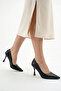 Black Skin Stiletto Heeled Shoes - 3