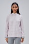 Mooncover Women's Checkered Top Half Placket Buttoned Winter Pajama Set – Pink & Gray - 2