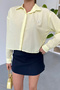 Women's Long Sleeve Accessory Detailed Crop Shirt Yellow - 26Y 2126 - 2