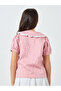 Girls Light Pink Jaquard Top with Lace Collar - 4