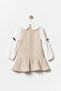 Girl's Baby Collared Shirt Dress Beige - 4