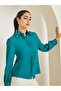 Women Teal Embellished Collar Crepe Shirt - 4