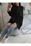 Black Jacket Women’s Asymmetric Zip Oversized Hooded Sweatshirt – Thick Fabric – Comfortable Daily Wear - 2
