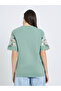 Women Olive Embroidered Sleeve T-Shirt - 4
