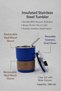 Insulated Stainless Steel Tumbler Beverage Mug with Lid & Steel Straw Wooden Grip Tea / Coffee Cup - 5