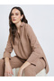 Women Beige Longline Shirt with 3/4 Sleeves