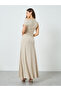 Women Beige One Shoulder Neck Bodycon Maxi Dress - 6