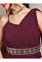 Women Maroon Strappy Embroidered Maxi Dress - 4