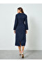 Women Blue Tweed Sheath Maxi Dress - 5