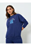 Women Navy Blue Sweatshirt and Wide Leg Pants Co-Ords - 2