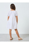 Girls White A-Line Eyelet Mini Dress - 4