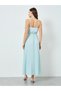 Women Turquoise Big Flower Detail Sleeveless Maxi Dress - 5