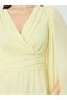 Women Yellow Crossed Fitted Waist Cape Maxi Dress - 4