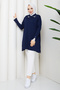 Women's Sleeve Mouth Lace Detailed Mercerized Knitwear Tunic - 4