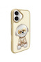 Compatible with iPhone 16 |   3D Dog Embroidery Embellished Case with Chain and Glasses Detail