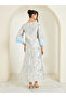 Women Blue Floral Jacquard A-Line Jalabiya - 5