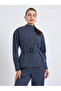 Women Striped Stand-Up Collar Belted Top and Pants Co-Ords - 2