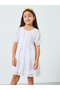 Girls White A-Line Eyelet Mini Dress - 2