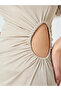 Women Beige One Shoulder Neck Bodycon Maxi Dress - 4