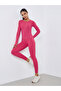 Women Pink Stitch Thumbhole Top and Leggings Set
